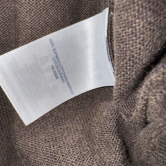 Lands' End Men's Brown V-Neck LS Sweater Size M 100% Supima Cotton Pullover - Picture 5 of 14